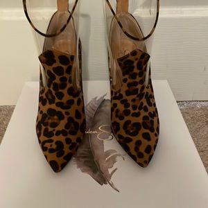Jessica Simpson maxi leopard print booties.